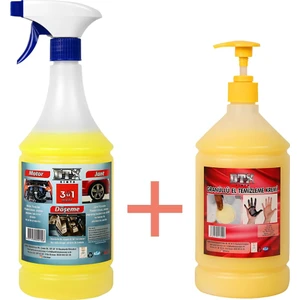 Dtx Kimya Döşeme Jant ve Motor (Konsantre 1/5) Temizleme ilacı1 Lt + Granüllü El Sabunu 1 Lt %50