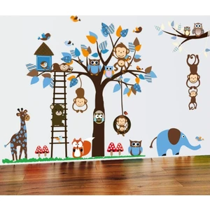 Kt Decoration Çocuk Odası Dev Duvar Dekoru Orman Hayvanları ve Ağaç Xl 186 x 95 cm Pvc Duvar Sticker