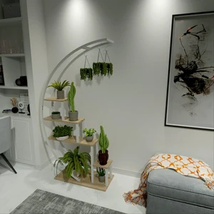Dekoratif Metal Çiçeklik Ferforje Ahşap Çiçeklik Saksılık Beyaz