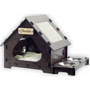 Woodenreal Kedi Evi + Mama Kabı + Kedi Tırmalama Tahtası