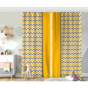 Çift Kanat  Zigzag Desenli Dijital Baskılı 3D Çocuk Odası Fon Perde