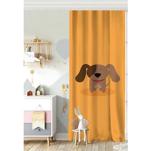 Tek Kanat  Köpek Desenli Dijital Baskılı Modern Çocuk Odası Fon Perde
