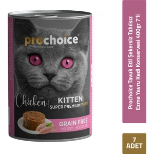 Pro Choice Prochoice Tavuk Etli Şekersiz Tahılsız Ezme Yavru Kedi Konservesi 400gr 7'li