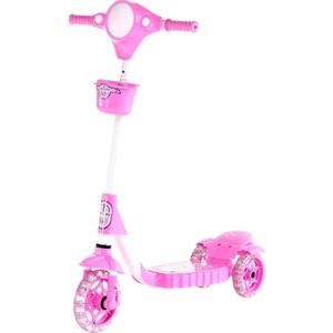 Silikon 3 Tekerlekli Frenli Pembe Scooter