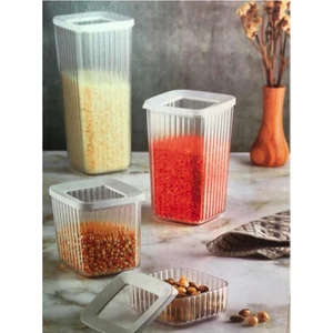 Vip Ahmet Kare Çizgili Saklama Kabı 4'lü Şeffaf 1700 x 1200 x 800 x 250 ml.
