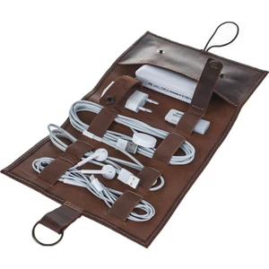 Deri Kablo Düzenleyici Organizer Kılıf G2 Antik Kahve