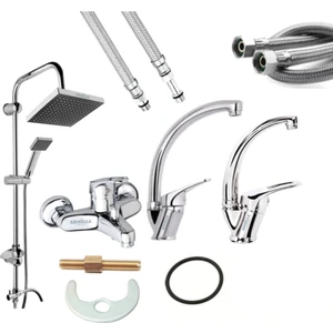 Armilla Armatür 4’lü Set Robot Yağmurlama Tepe Duş Seti - Banyo - Lavabo - Mutfak Eviye Musluğu Bataryası