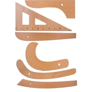 Terzi-Modelist-Tekstil 6 Parça Ahşap Cetvel Riga Gönye Takımı