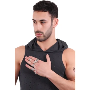 Erkek Antik Gümüş Kaplama Ayarlanabilir 4 Parçalı Set Yılan Yüzük