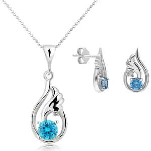 Topaz Melek Kanadı 0.04 Carat Pırlanta Gümüş Kolye Küpe Seti EI09