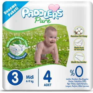 Pure Bebek Bezi 3 Numara Midi 4 Adet ( 4-9 Kg) Deneme Paketi
