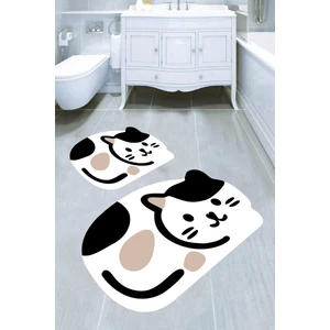 Lazer Kesim Kedi Desenli 2li Banyo Paspası (50X60 cm - 60X100 Cm)