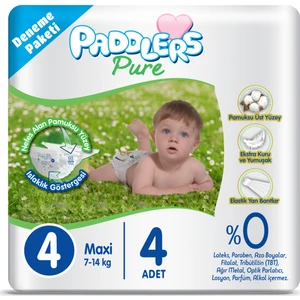 Pure Bebek Bezi  4 Numara Maxi  4 Adet ( 7-14 kg ) Deneme Paketi