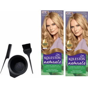 Koleston Naturals Saç Boyası 50 ml 8/0 Açık Kumral X2 Adet+Boyama Seti