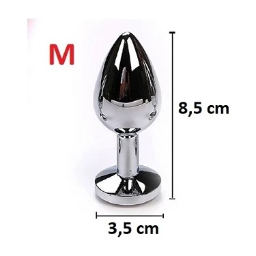 Erolife Medium Beden Orta Boy Anal Alıştırıcı ve Anal Açıcı Paslanmaz Saf Metal Taşlı Metal