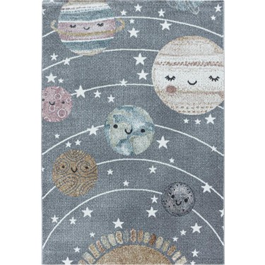 ayyildiz hali uzay dunya gunes temali gri cocuk bebek fiyati