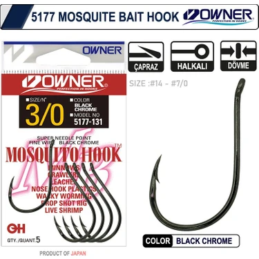 Owner 5177 Mosquito Hook Black Chrome Sinek iğne Fiyatı
