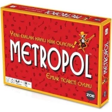 Zoe Metropol Emlak Ticareti Oyunu Eğlenceli Aile Oyunu 2-6 Kişilik Strateji ve Parti