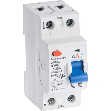 Oag 2X40A 300MA 2 Kutuplu Kaçak Akım Rölesi