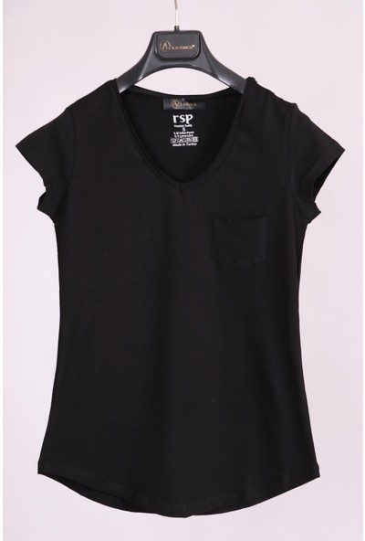 Aclassics Kırmızı Siyah V Yaka Cep Detaylı Yarım Kollu Slim Fit Pamuk 2'li Paket T-Shirt