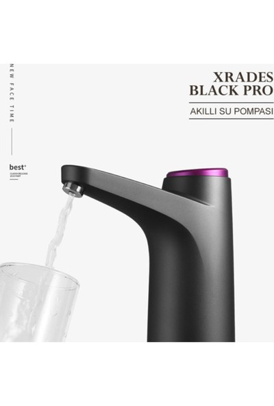 Xrades Black Pro Şarjlı Damacana Su Pompası Siyah 2 Modlu