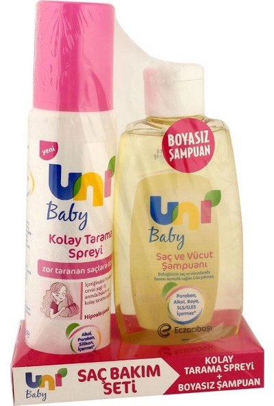 Uni Baby Kolay Tarama Spreyi 200 ml + Saç ve Vücut Şampuanı 200 ml
