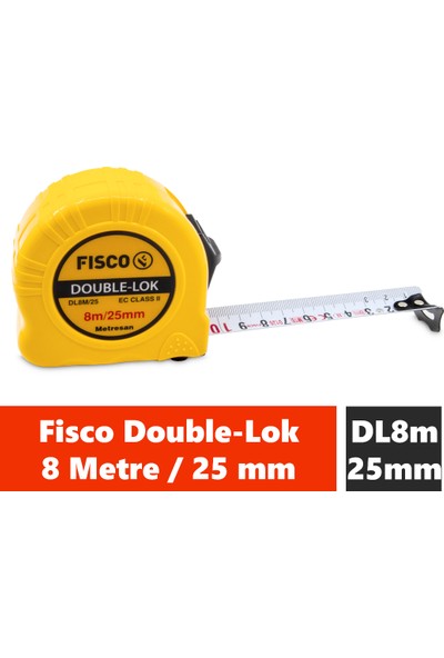 Fisco Double-Lok | 8 Metre / 25 mm Çelik Şerit Metre | DL8M/25MM