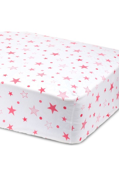 Sluupy Pink Star Fitted Bebek Çarşafı 65X95 cm