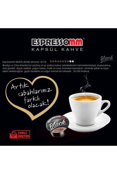 ESPRESSOMM Espressomm® Black Kapsül Kahve (100 Adet) - Tchıbo Cafissimo® Uyumlu*