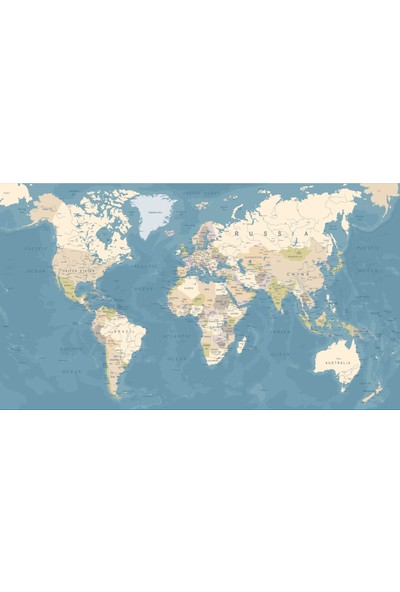 Özen Duvar Kağıdı Detaylı Siyasi Dünya Haritası Duvar Kağıdı