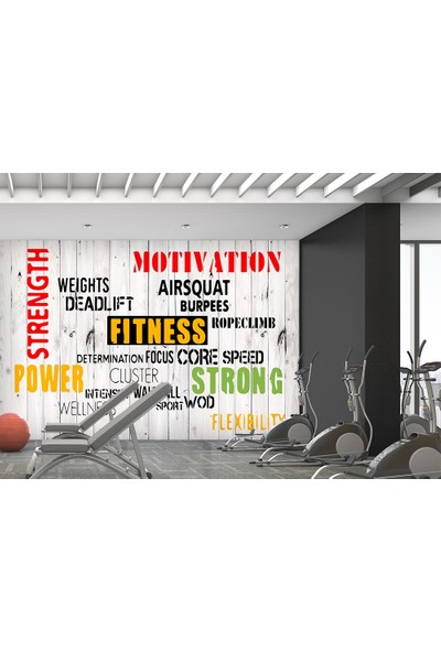 Özen Duvar Kağıdı Fitness Spor Salonu Renkli Yazılı Duvar Kağıdı