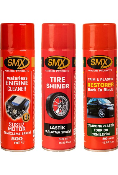 Smx Susuz Motor Temizleme Spreyi - Torpido, Tampon Plastik Yenileyici - Lastik Yenileme Spreyi