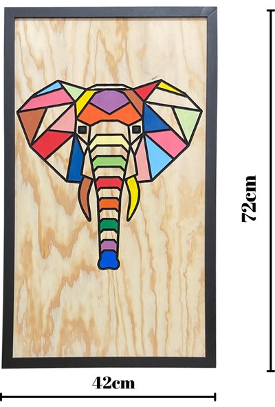 Conseptmark Dekoratif Ahşap Renkli Modern Fil Figürü