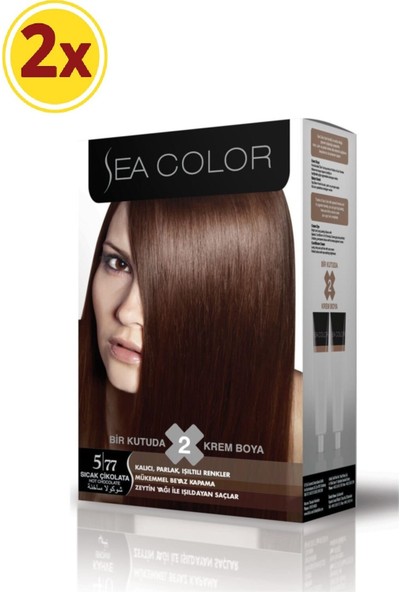 Sea Color Saç Boyası 2 Li Krem Set 5/77 Sıcak Çikolata x 2 Adet