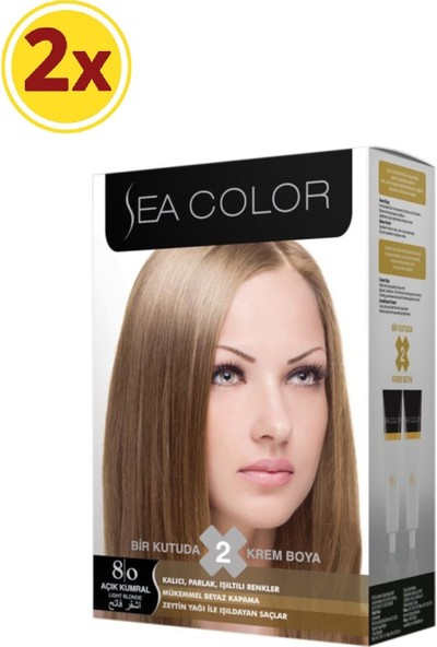 Sea Color Saç Boyası 2 Li Set Krem Boya Açık Kumral 8.0 x 2 Adet