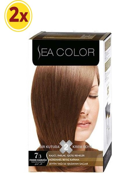 Sea Color Saç Boyası 2 Li Set Krem Boya 7/3 Fındık Kabuğu x 2 Adet