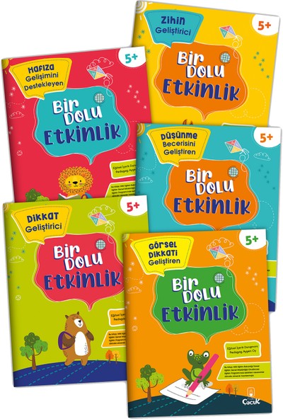 Floki Çocuk 5+ Yaş Bilişsel Gelişimi Destekleyici “Bir Dolu Etkinlik” Eğitici, Eğlenceli Okul Öncesi Set 5 Kitap
