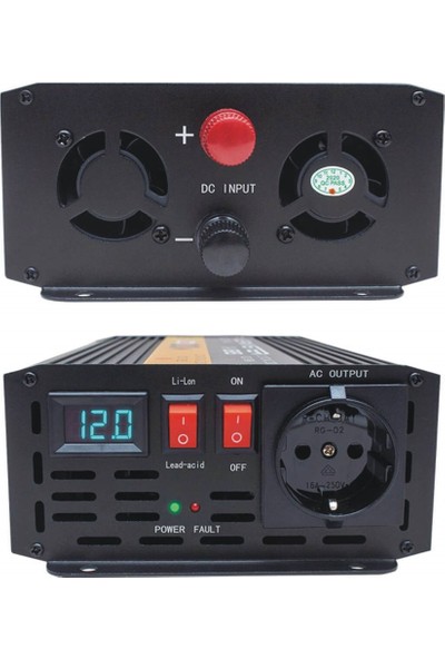 Powermaster PWR1200-12 Tek Digital Ekranlı 12 Volt 1200 Watt Modified Sinus Inverter