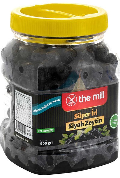 The Mill Naturel Fermente Siyah Zeytin 900 gr. PET Kavanoz x 12 Adet (Toplam 10.8 kg.) - XS (321-350 adet/kg)