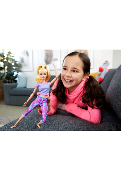 Barbie Sonsuz Hareket Bebeği Mor Renkli Spor Kıyafeti İle Sarışın Uzun Saçlı Bebek Gxf04