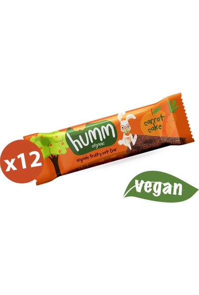 HUMM ORGANİC HAVUÇLU PORTAKALLI YULAFLI MEYVELİ VEGAN BAR 27G X 12 Adet