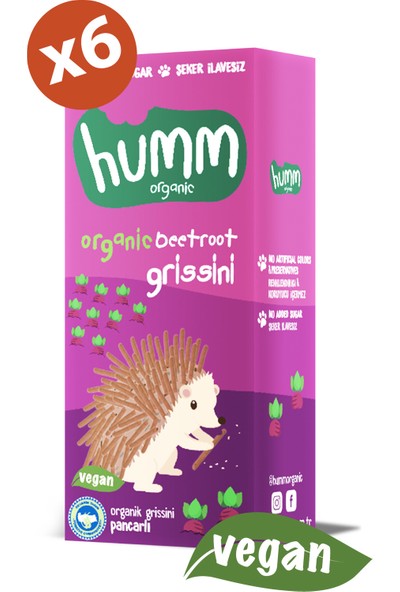 HUMM ORGANIC PANCARLI VEGAN GRİSSİNİ 75G X 6 Adet