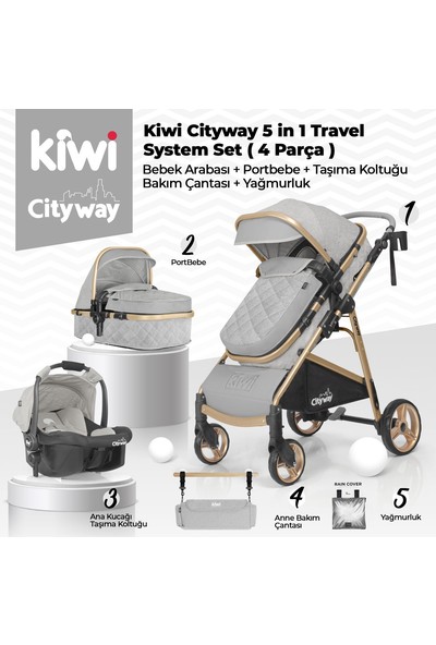Kiwi City Way 5 In 1 Travel Sistem Bebek Arabası