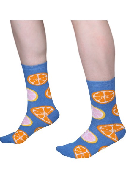 The Sock Company Citrus Slices Desenli Çok Renkli Kadın Çorap Karışık Erkek Çorap 15KDCR781K