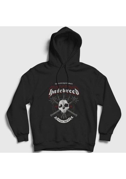 Unisex Siyah Here Hatebreed Kapüşonlu Sweatshirt