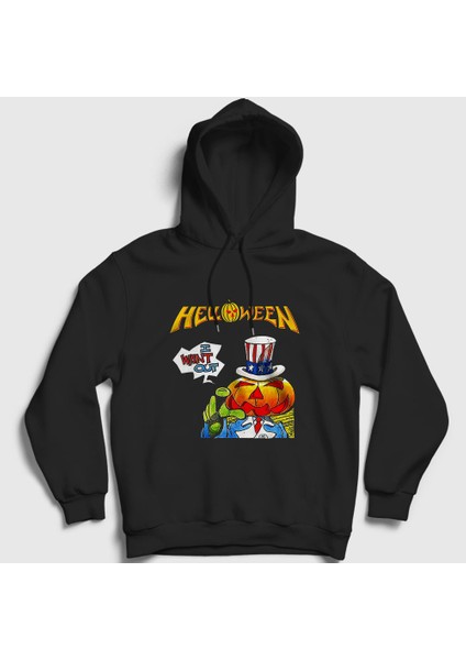 Unisex Siyah Out Helloween Kapüşonlu Sweatshirt