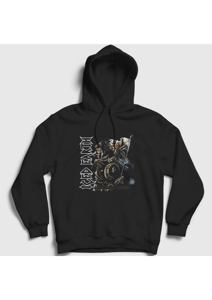 Unisex Siyah Kourion Iced Earth Kapüşonlu Sweatshirt