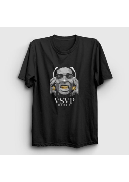 Unisex Siyah Gold ASAP Rocky T-Shirt