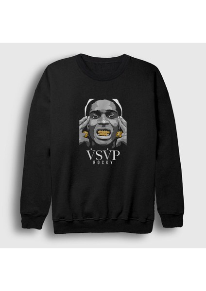 Unisex Siyah Gold ASAP Rocky Sweatshirt