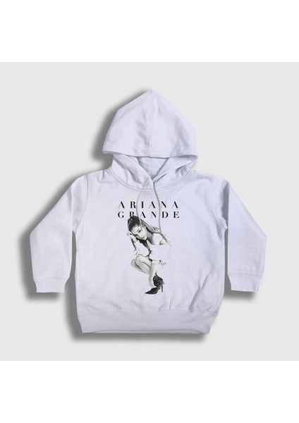 Unisex Çocuk Beyaz Honeymoon Ariana Grande Kapüşonlu Sweatshirt